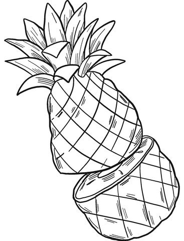 Cut Pineapple Coloring Page